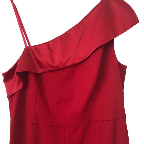 Adrianna Papell One Shoulder Jumpsuit Red 14 - Picture 8 of 16